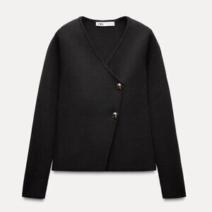 ZARA ASYMMETRICAL CARDIGAN IN BLACK SIZE MEDIUM